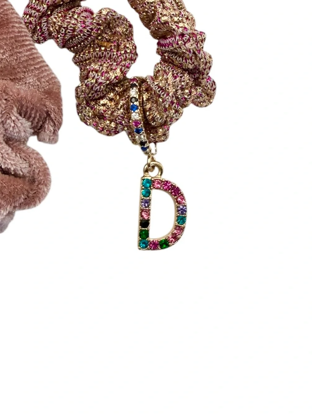 Nordstrom D Initial Charm Hair Accessory Set Scrunchies And Hair Tie - Picture 3 of 4